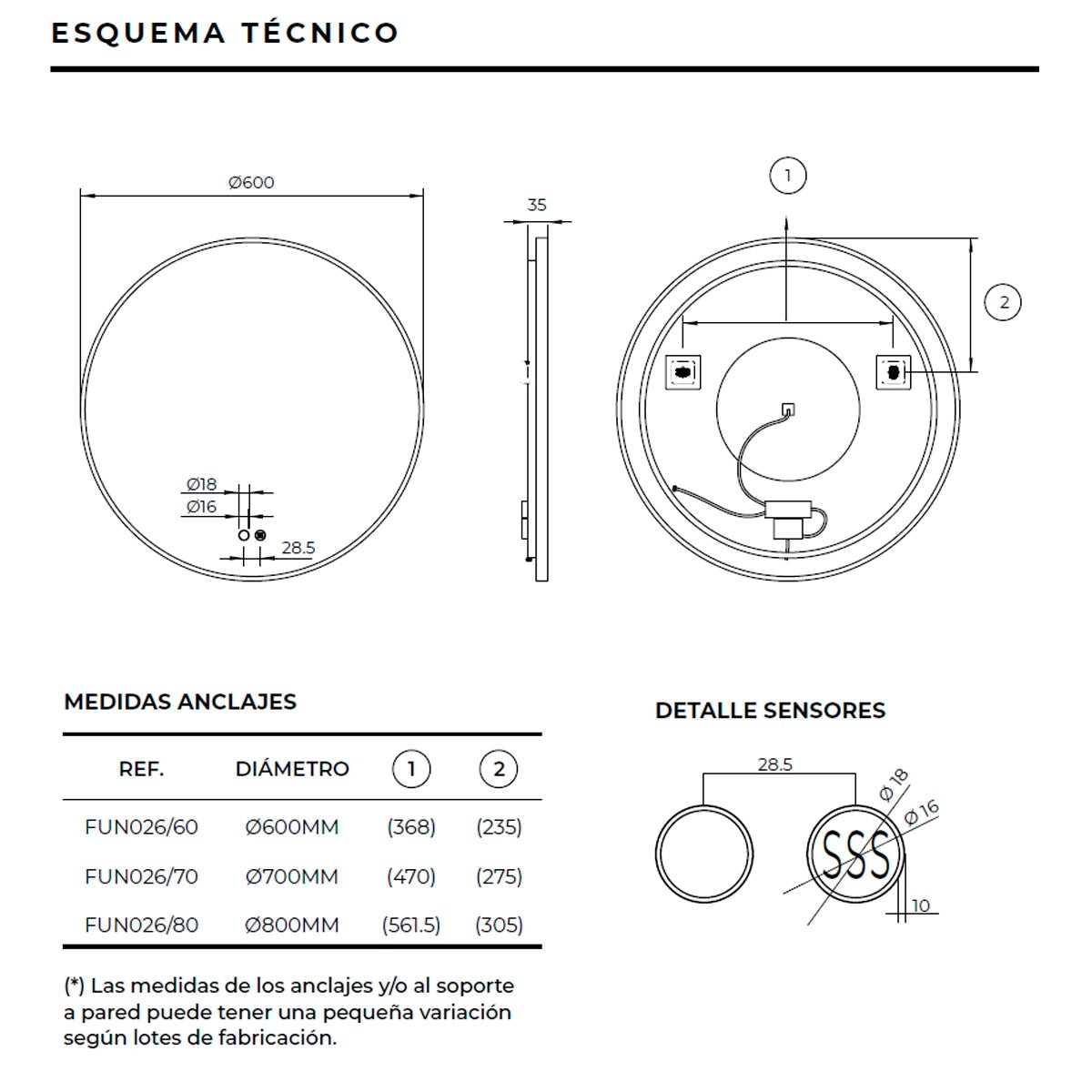 Espejo baño retroiluminado Fun oro cepillado - Thebath