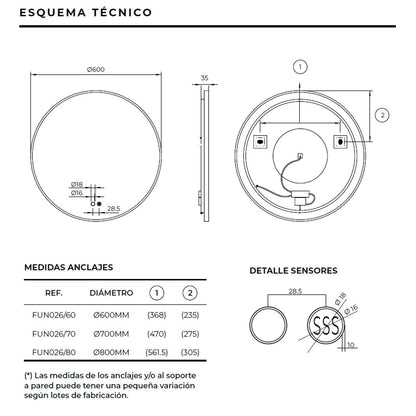 Espejo baño retroiluminado Fun oro cepillado - Thebath