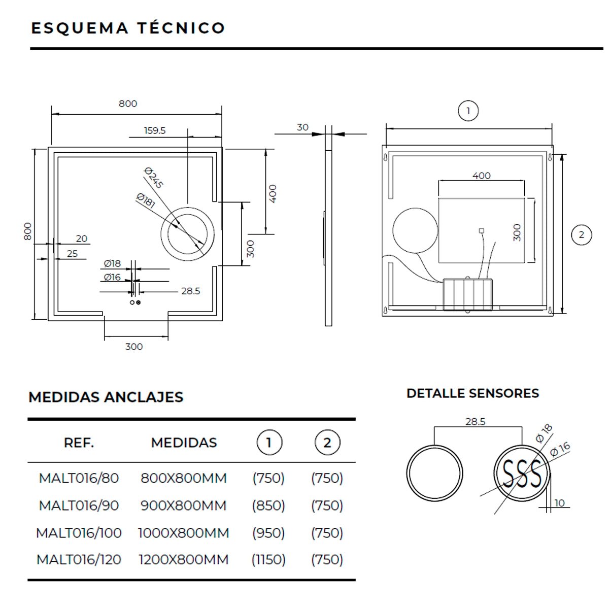 Espejo de baño con aumento Malta - Thebath