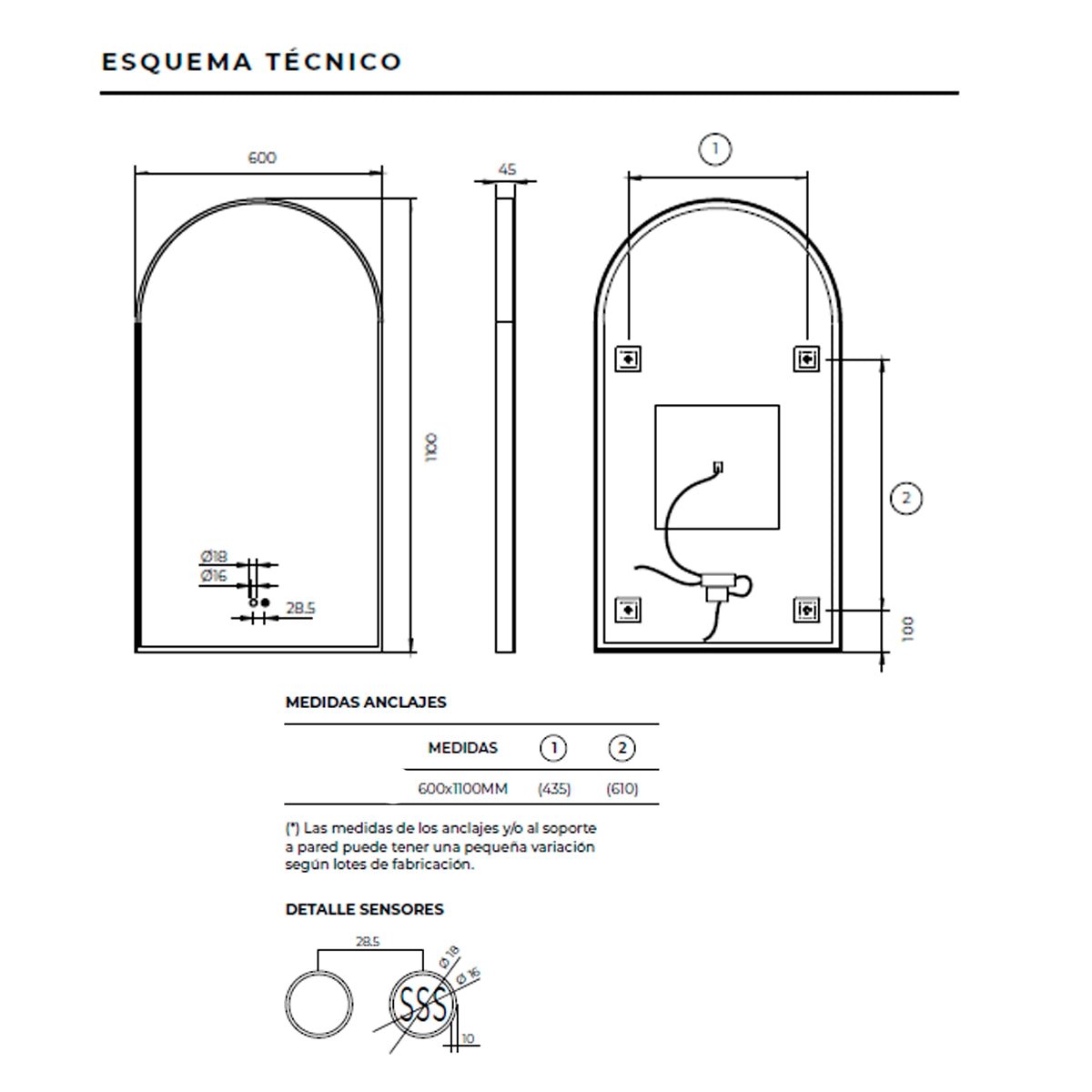 Espejo luz led indirecta Roma - Thebath