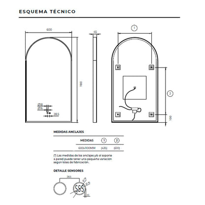 Espejo luz led indirecta Roma - Thebath
