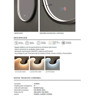 Espejo luz led integrada Rio - Thebath