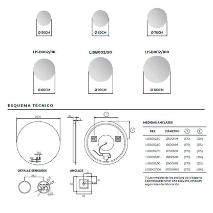 Espejo moderno con luz led Lisboa - Thebath