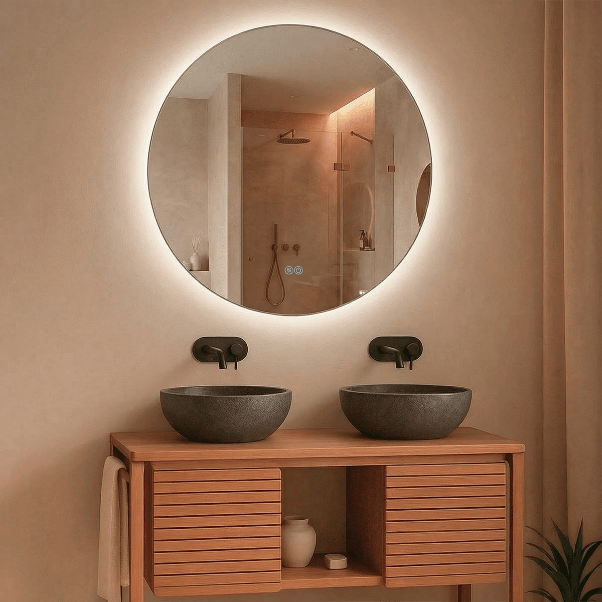 Espejo redondo retroiluminado 80cm Hermes - Thebath