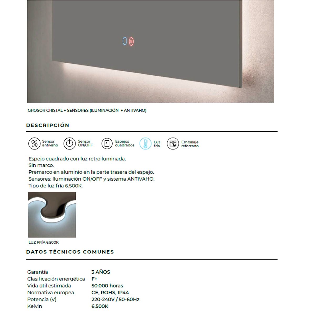 Espejo retroiluminado con luz led Italia - Thebath