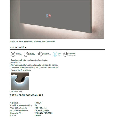 Espejo retroiluminado con luz led Italia - Thebath