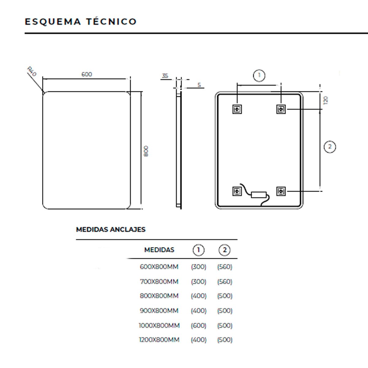 Espejo retroiluminado Dinamarca - Thebath