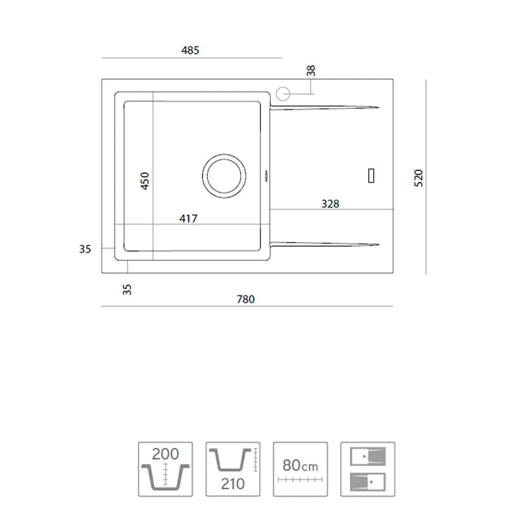 Pia em granito Supreme 780