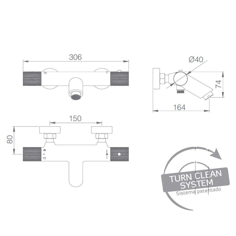 Linha de torneira termostática para banheira