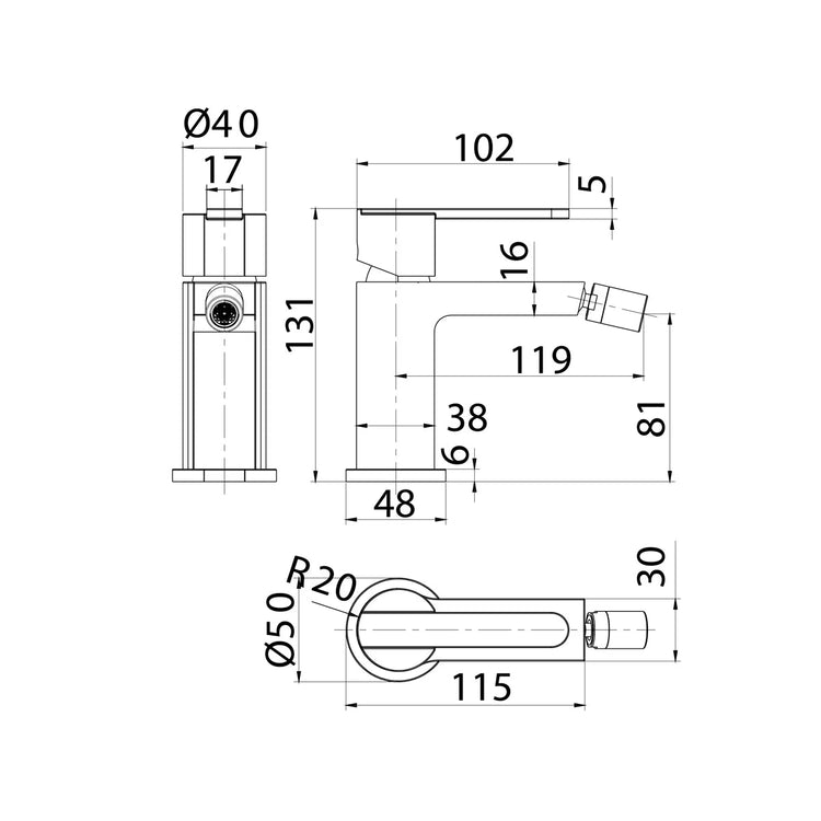 Torneira monocomando bidé preto
