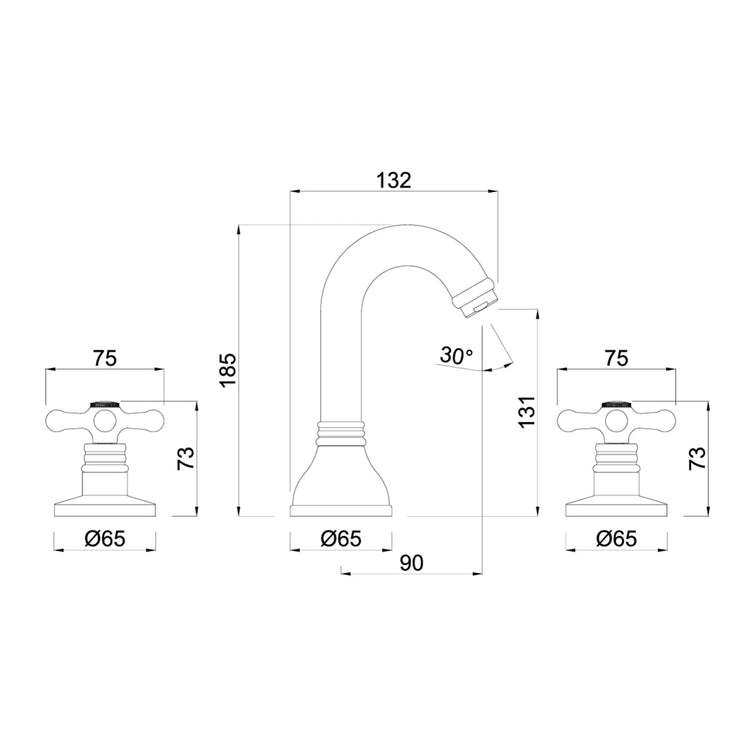 Torneira de lavatório de 3 peças Stilo 