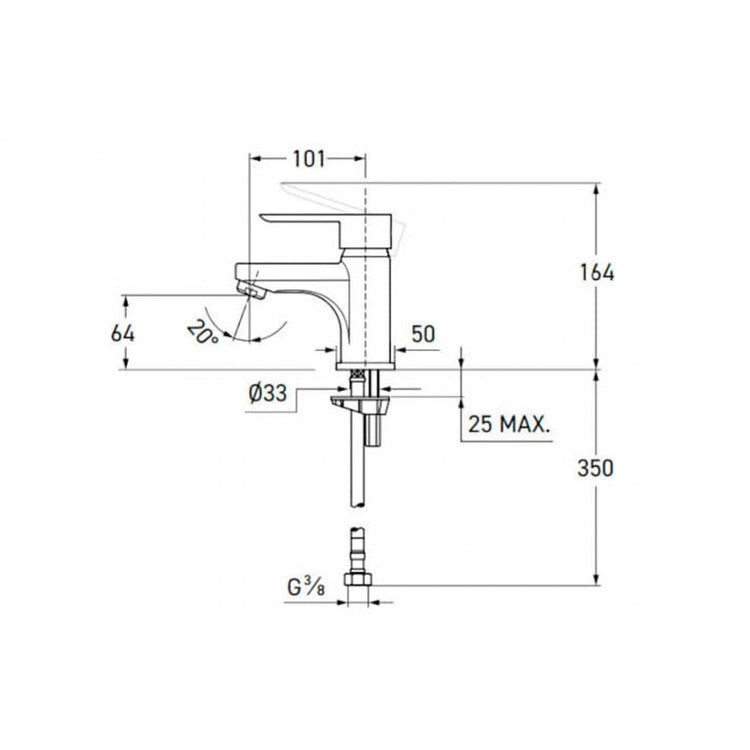 Torneira monocomando para lavatório Monk
