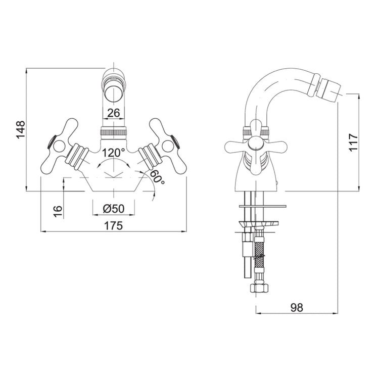 Torneira vintage de dois comandos Stilo
