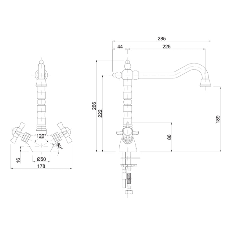 Torneira vintage de bico alto Stilo 