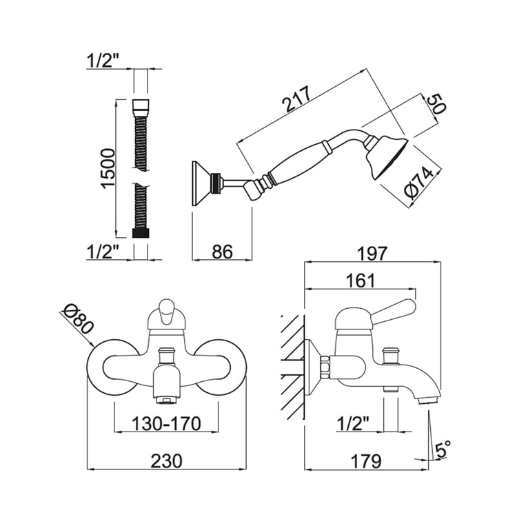 Torneira vintage de banheira Carmen