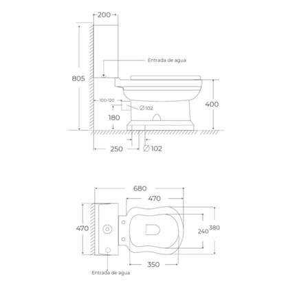Inodoro Clásico Atenas con tapa ABS - The Bath