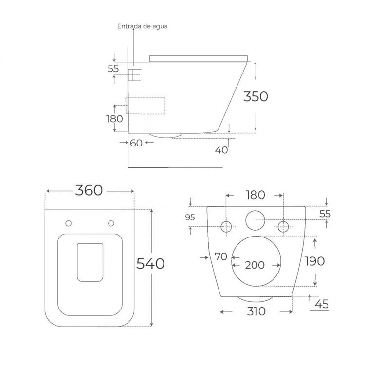 Sanita suspensa Venice cinzento mate