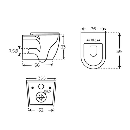 Inodoro suspendido Negro - Oro Umbra - Thebath