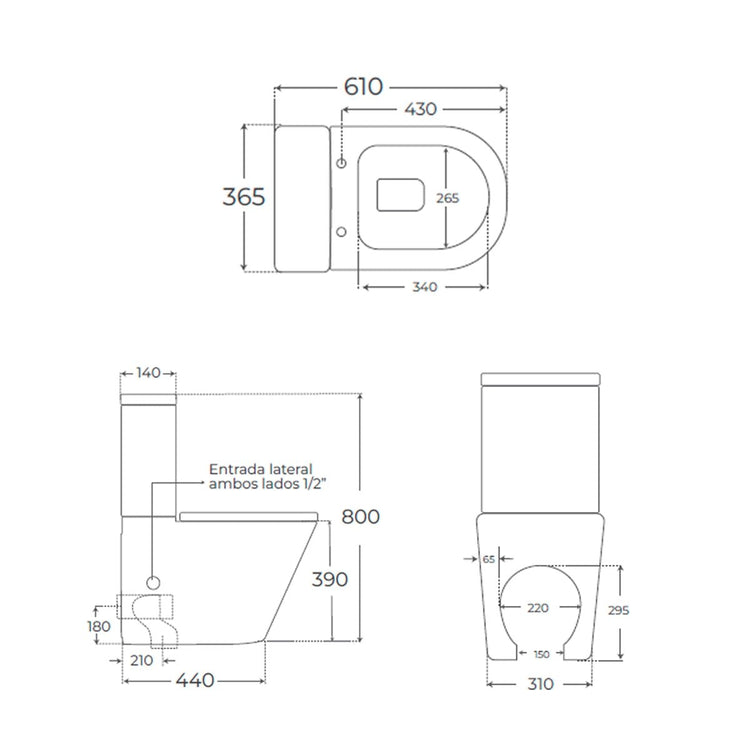 Wc cisterna baixa Veneza Rimless