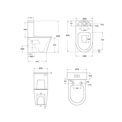 Inodoro tanque bajo Bolonia Rimless mate - Thebath