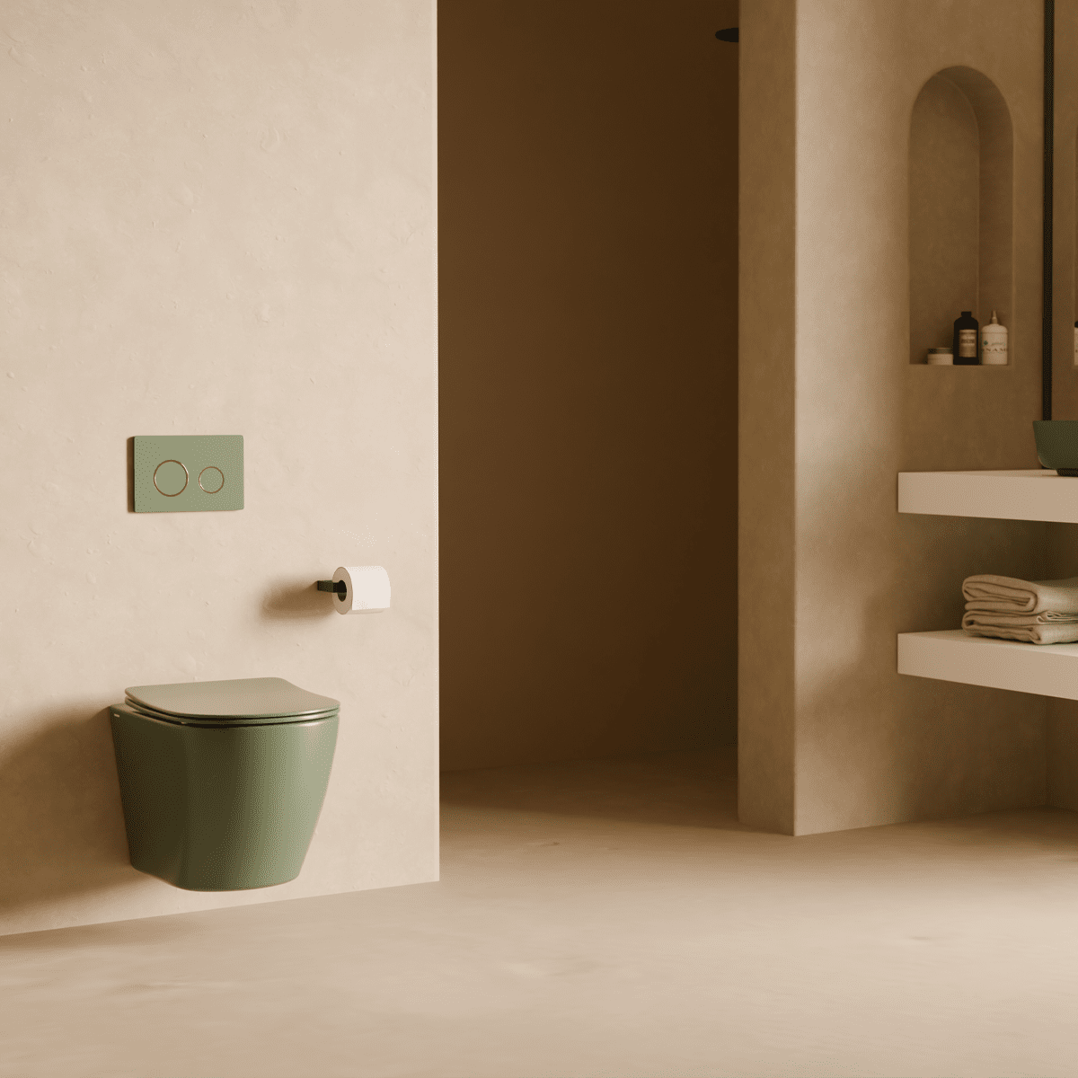 Inodoro verde oscuro suspendido Nora - The Bath