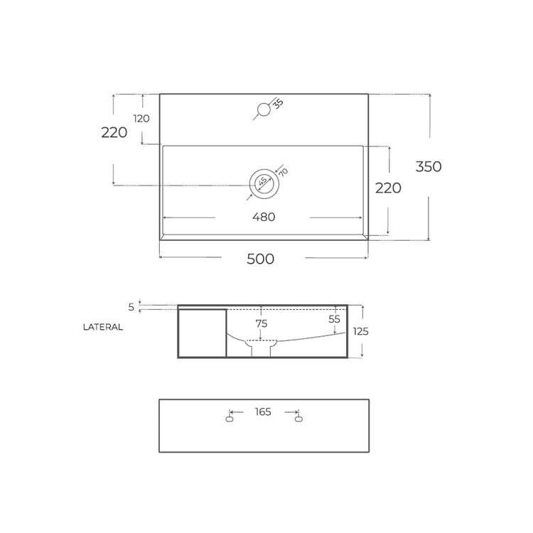 Lavatório de cerâmica sobre bancada Dakota