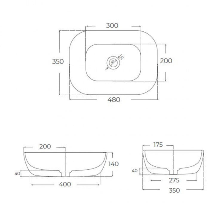 Lavabo pequeño sobre encimera Yaco