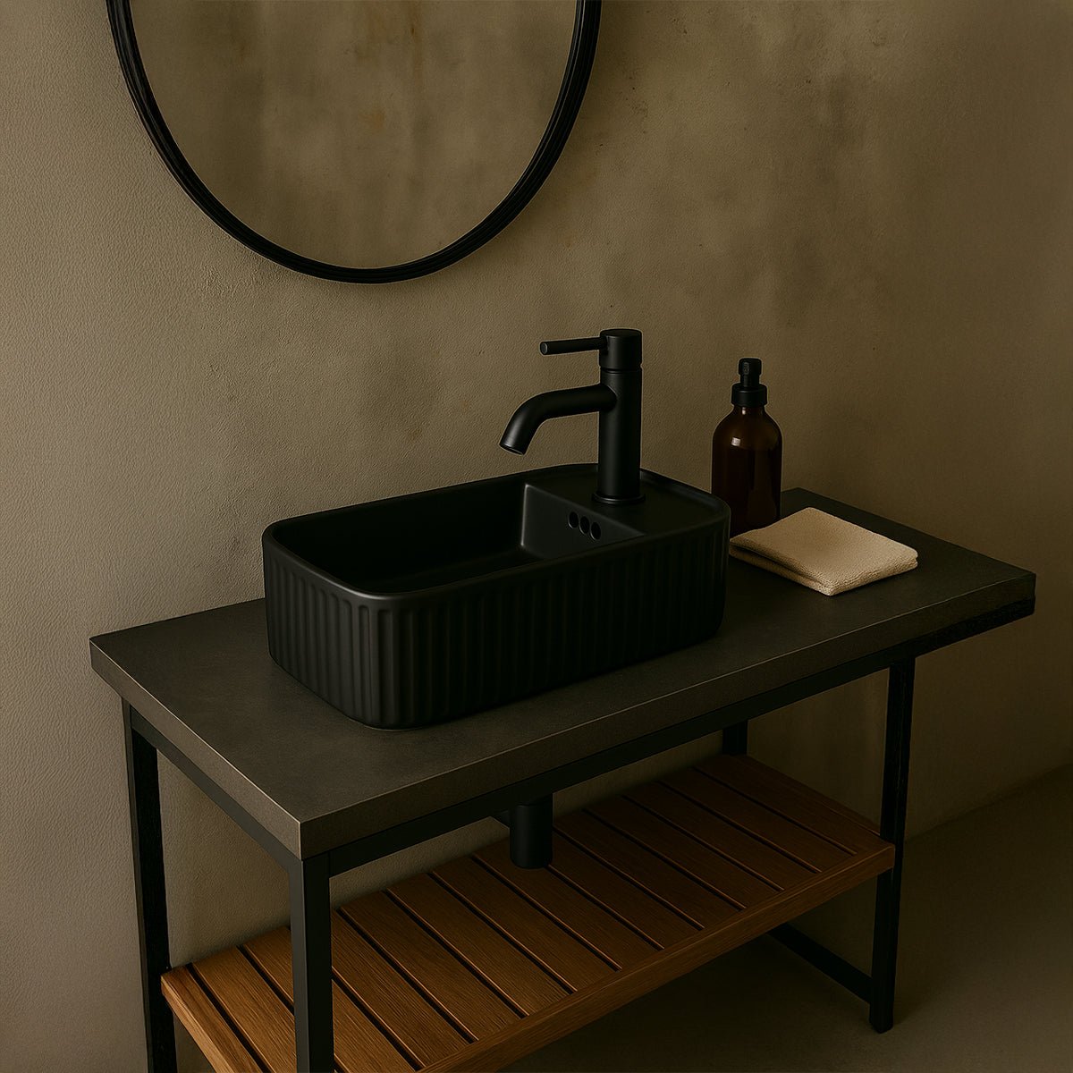 Lavabo rectangular negro mate Seul - Thebath