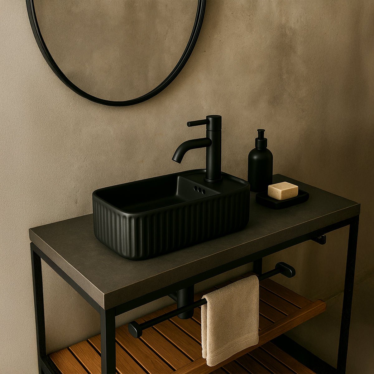 Lavabo rectangular negro mate Seul - Thebath