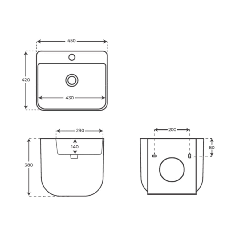 Lavatório de cerâmica preto Axel