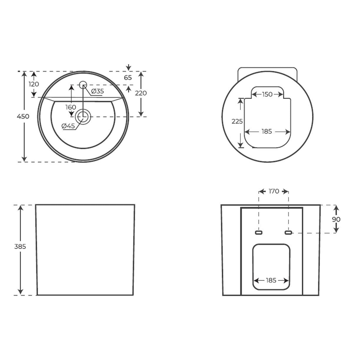 Lavabo suspendido negro mate Levi - The Bath