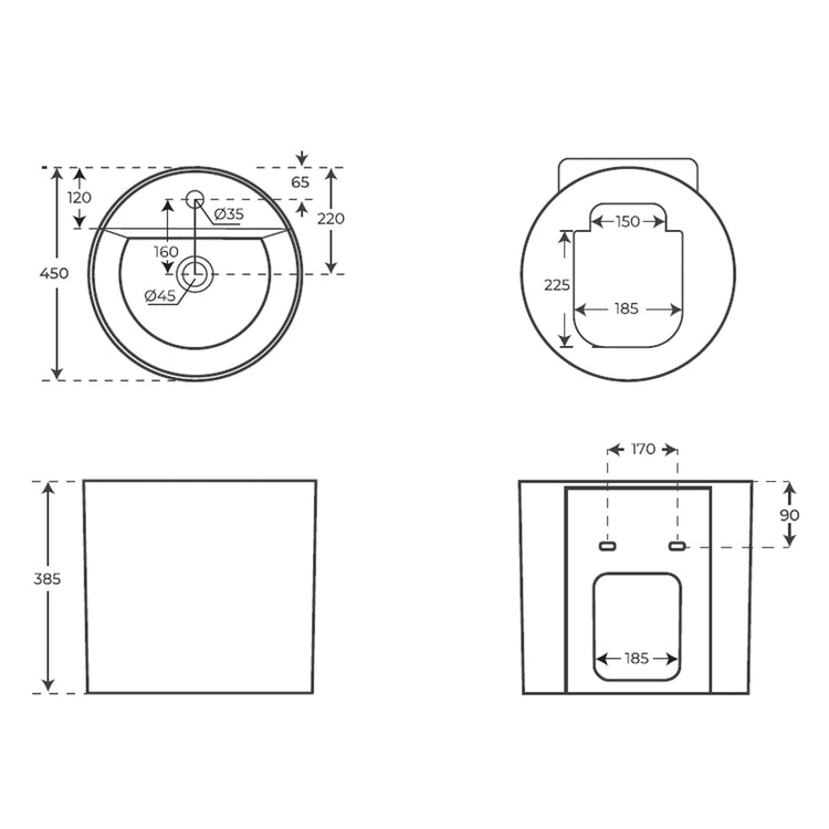 Lavatório suspenso preto Levi