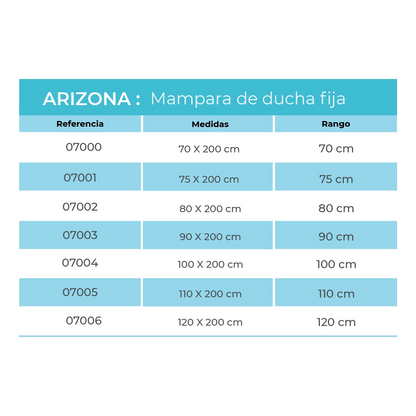Mampara de baño fija Arizona
