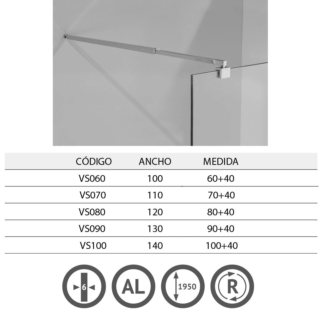 Tela de chuveiro frontal dobrável Vos