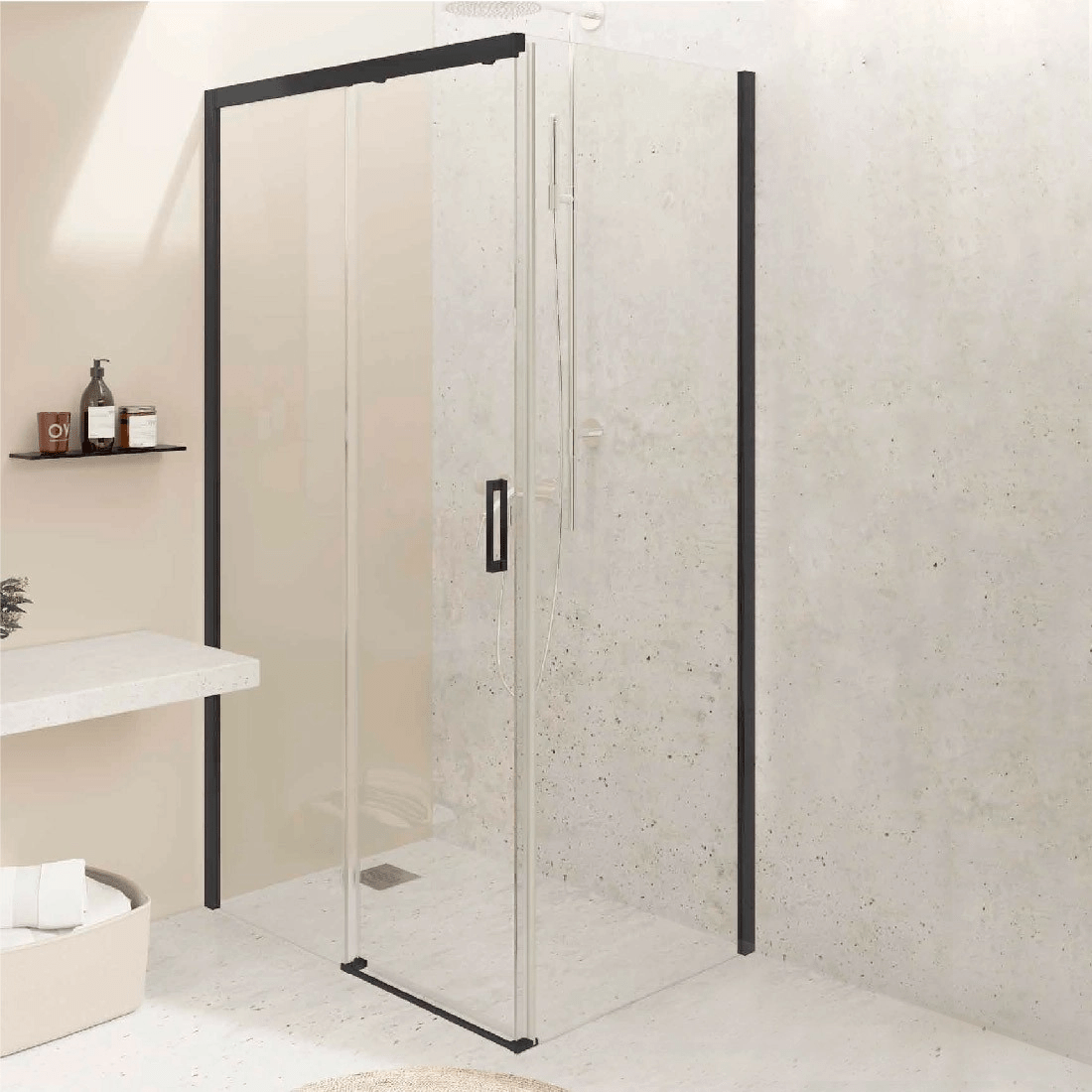 Mampara rectangular negra Sena - Thebath