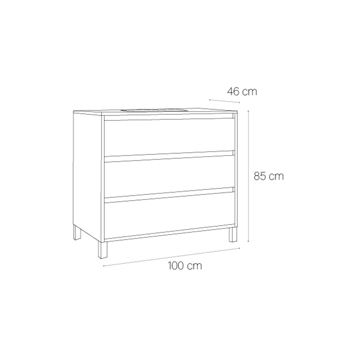 Mueble baño 3 cajones con patas Jade - Thebath