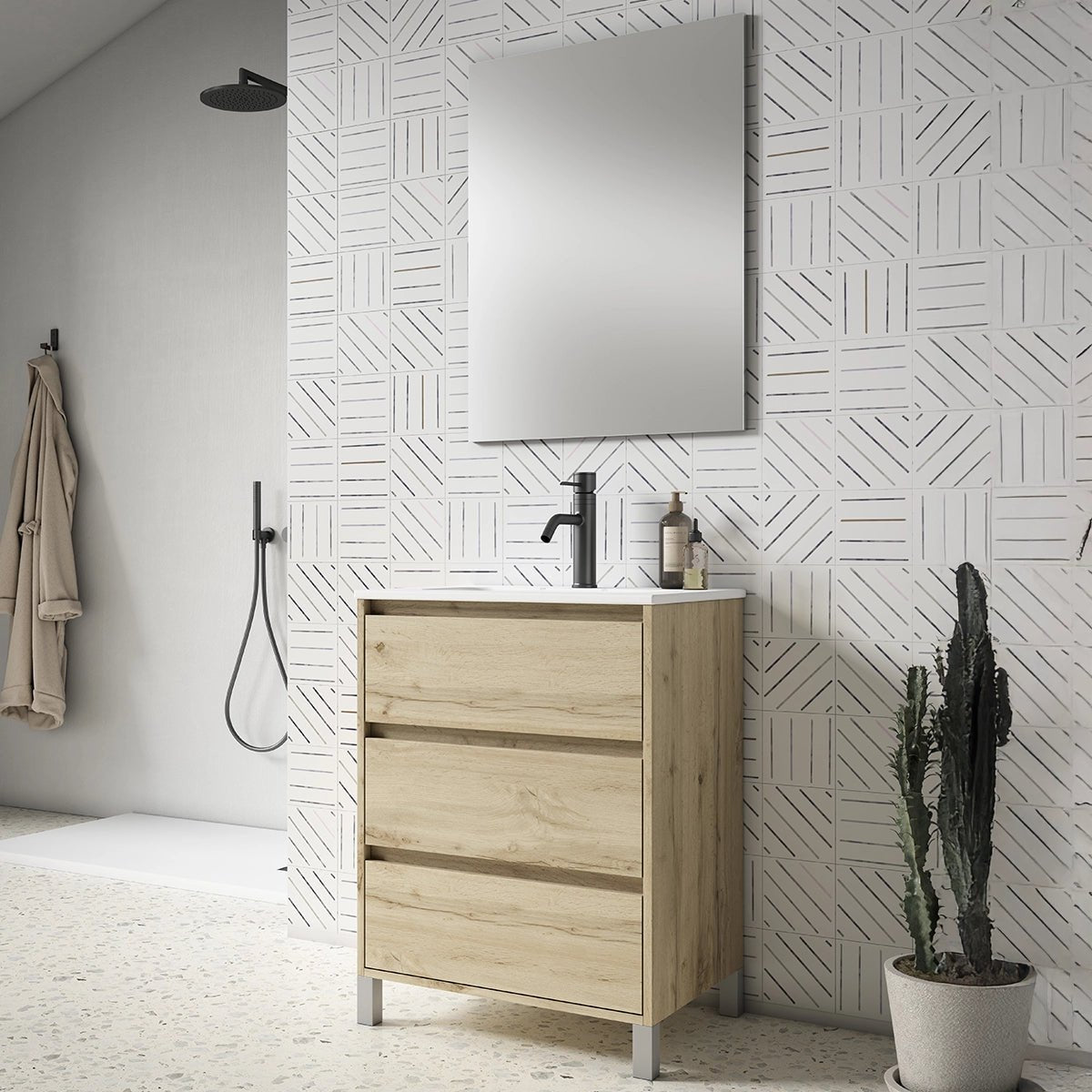 Mueble baño 3 cajones con patas Jade - Thebath