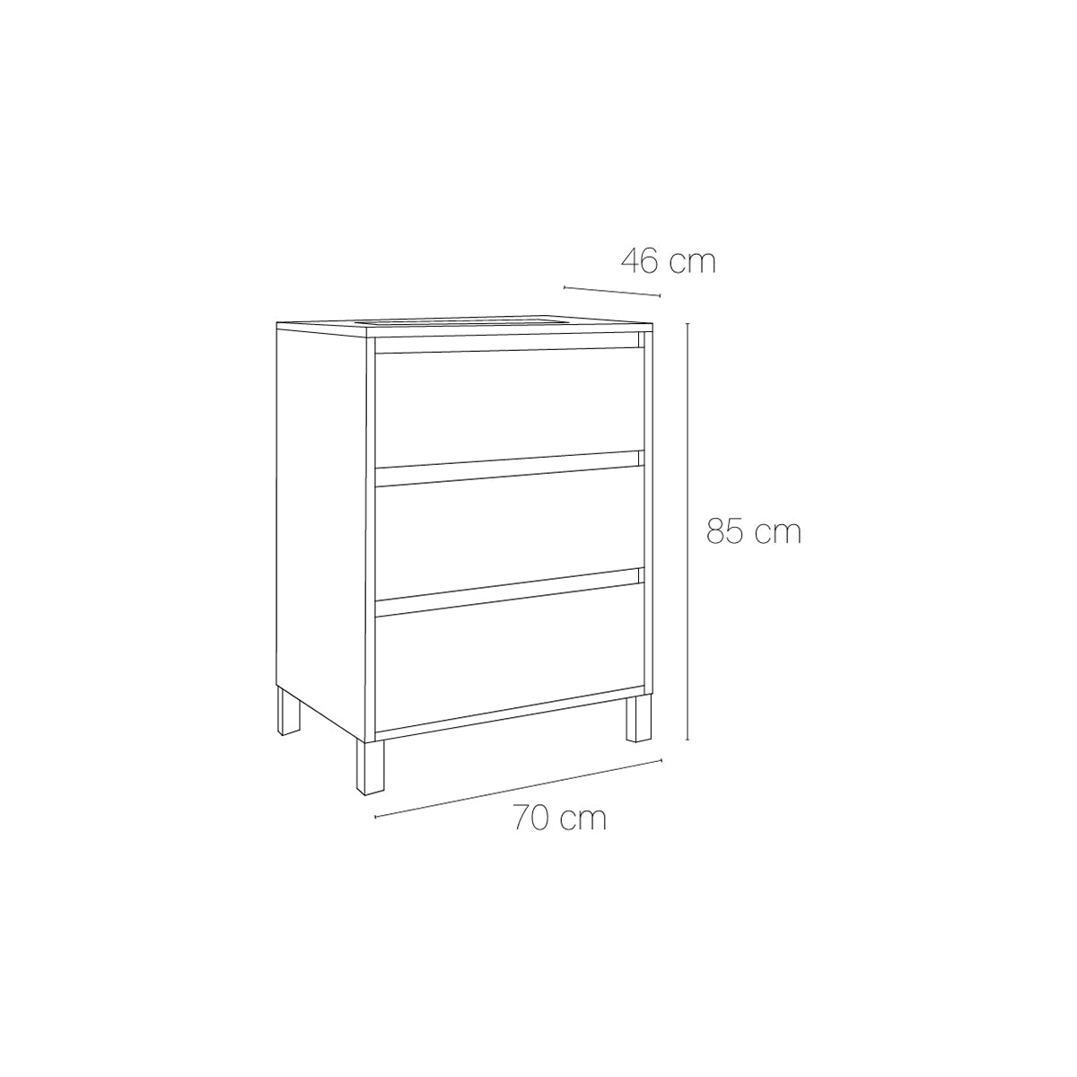 Mueble baño 3 cajones con patas Jade - Thebath