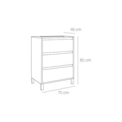 Mueble baño 3 cajones con patas Jade - Thebath