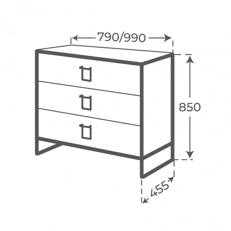 Móvel de casa de banho Gorbea com três gavetas