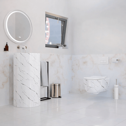 Pack Inodoro Blanco Marmolado + Lavabo Blanco Marmolado Líjar - The Bath