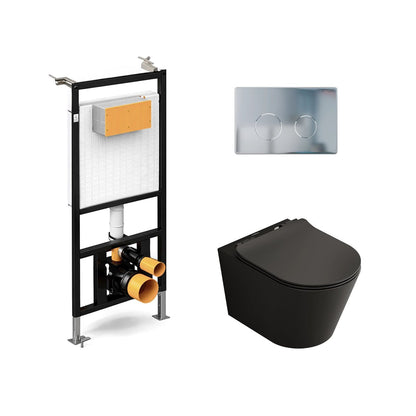 Pack inodoro Bolonia negro mate + cisterna empotrada suspendida - The Bath