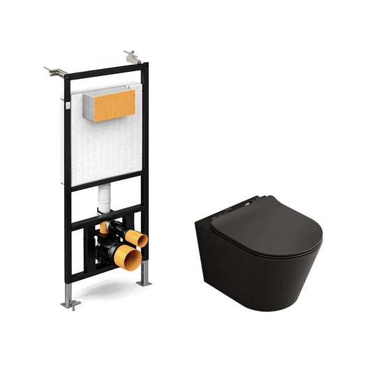 Pack inodoro Bolonia negro mate + cisterna empotrada suspendida - The Bath
