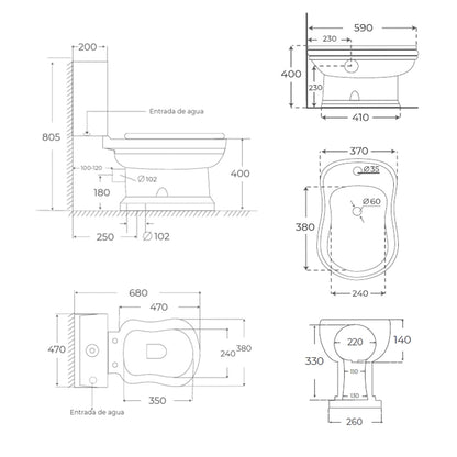 Pack inodoro clásico + bidé Atenas - The Bath