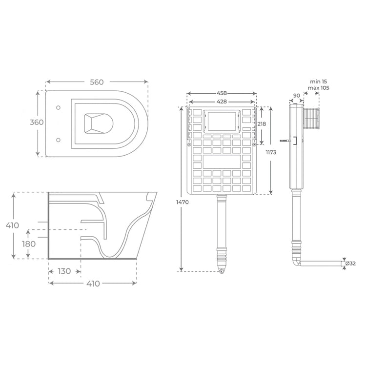 Pack sanita compacta Bolonia + autoclismo incorporado preto mate
