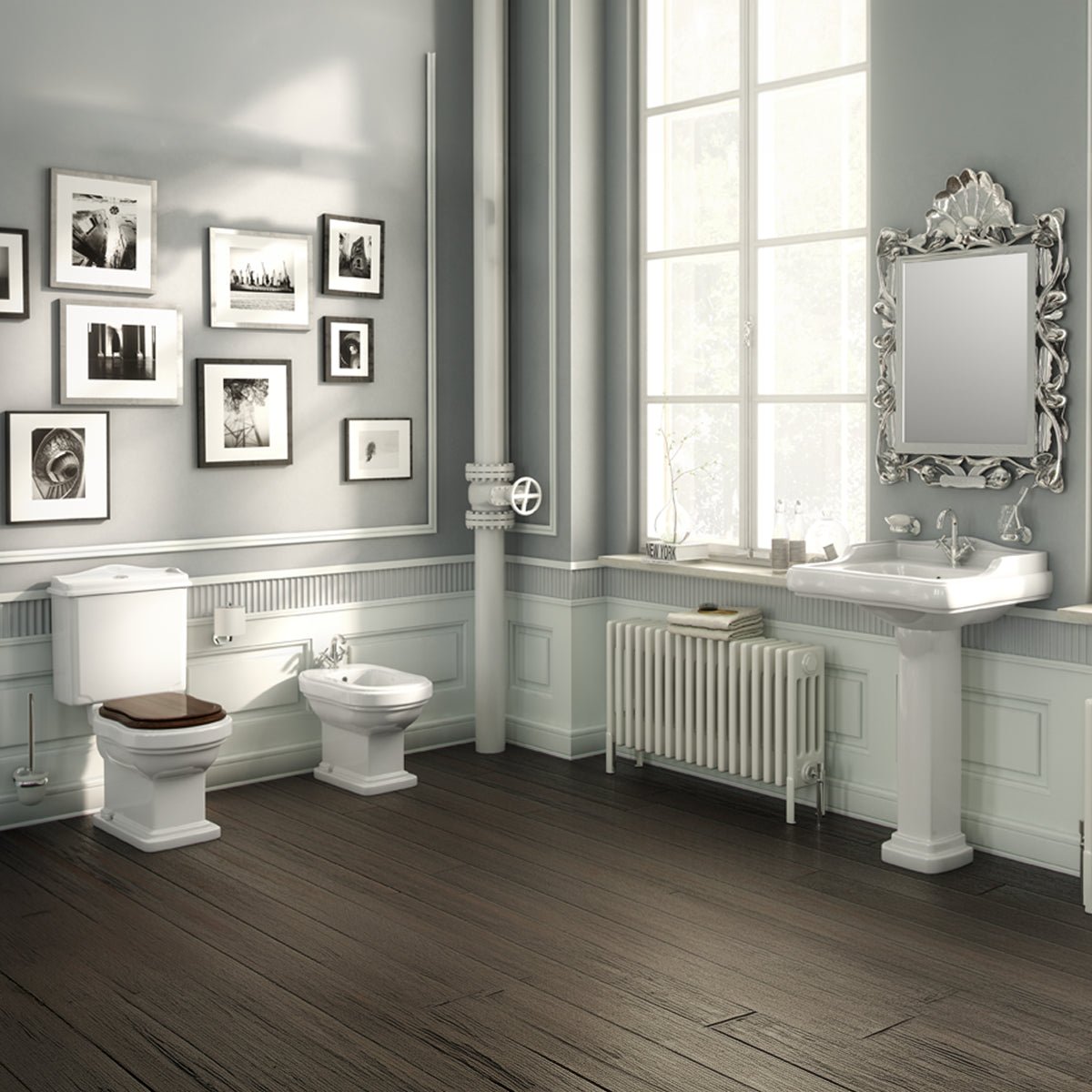 Pack inodoro con tapa madera + Lavabo Atenas - The Bath