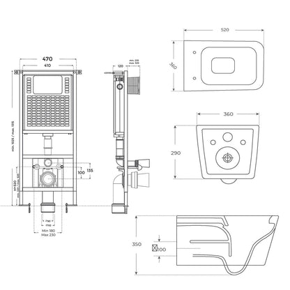 Pack inodoro Florencia mate + cisterna empotrada suspendida - The Bath
