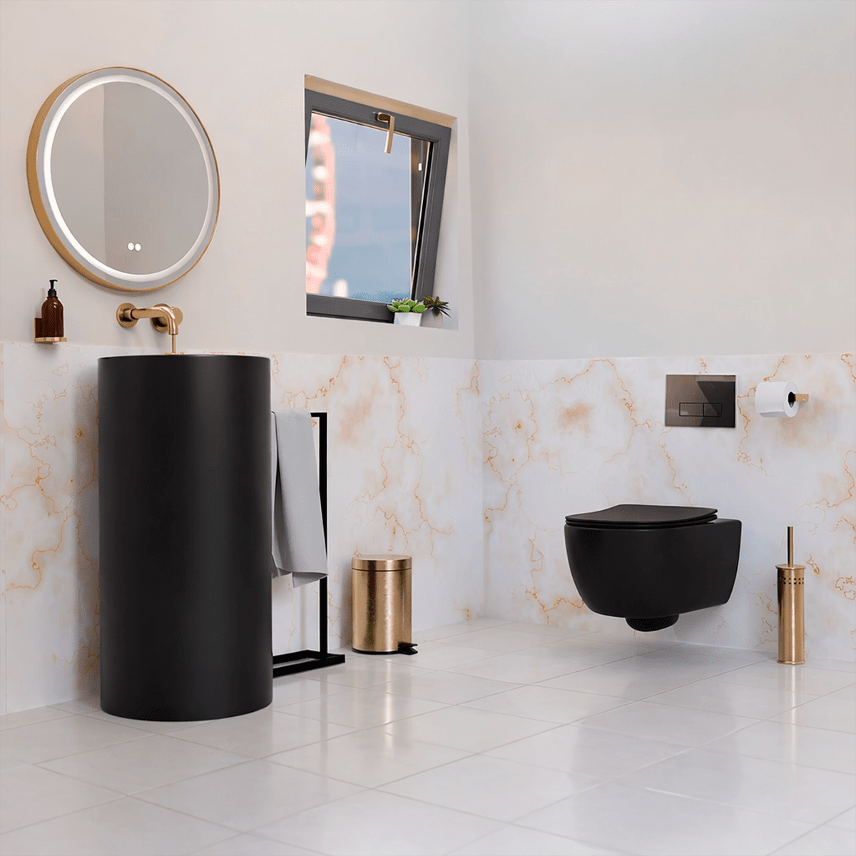 Pack Inodoro Negro Mate + Lavabo Negro Mate Líjar - The Bath