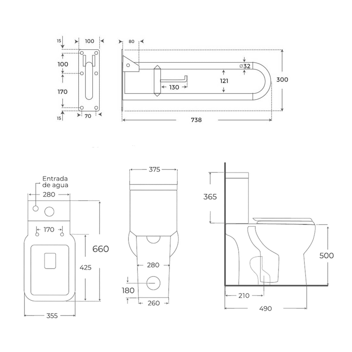 Pack inodoro oslo PMR + barra abatible - The Bath