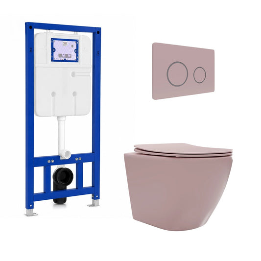 Pack inodoro rosa + cisterna suspendida empotrada - The Bath